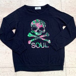Soulcycle Floral Skull Long Sleeve Top
